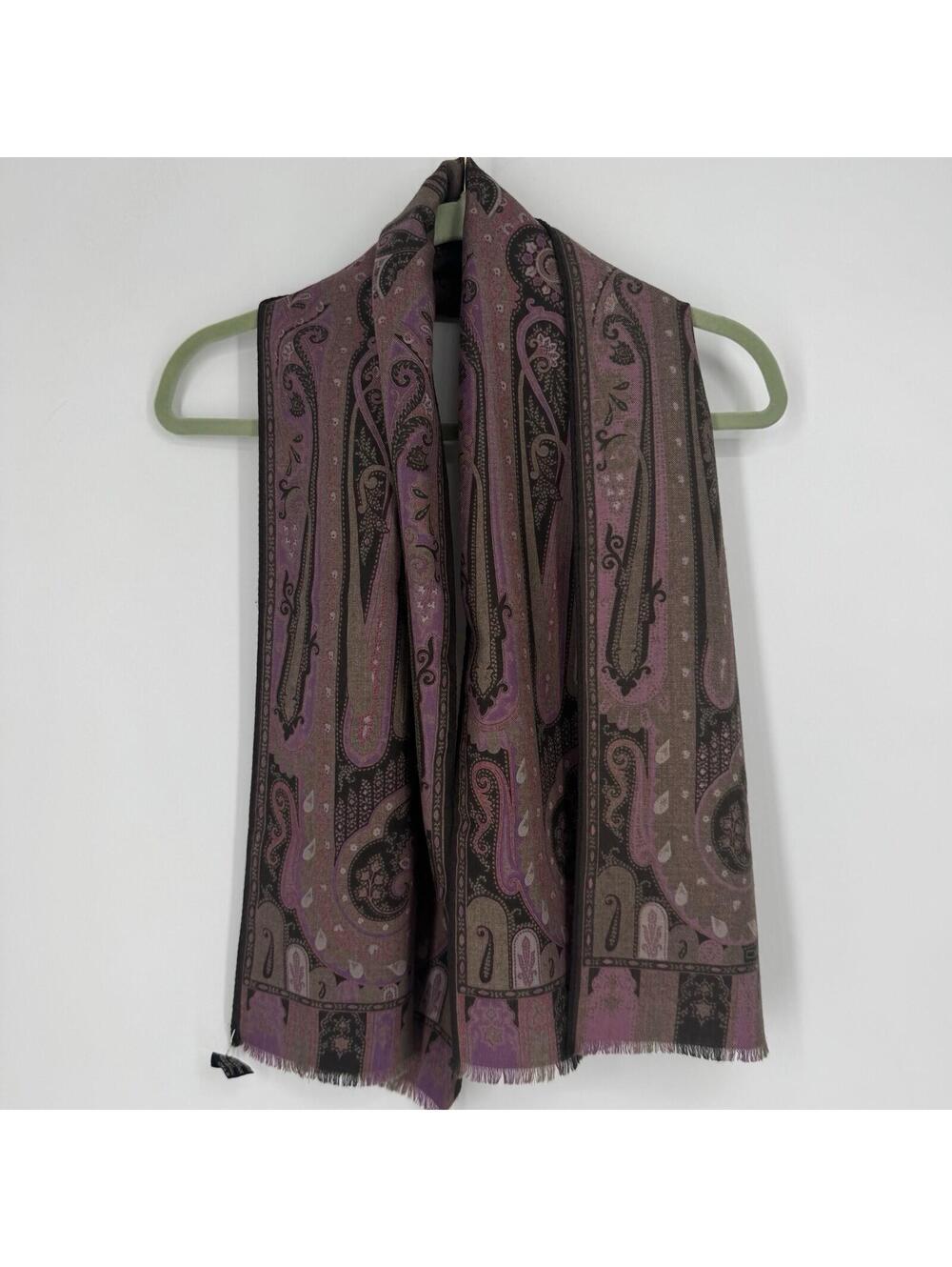 Etro scarf womens rectangle paisley wool silk italy lightweight luxury designer